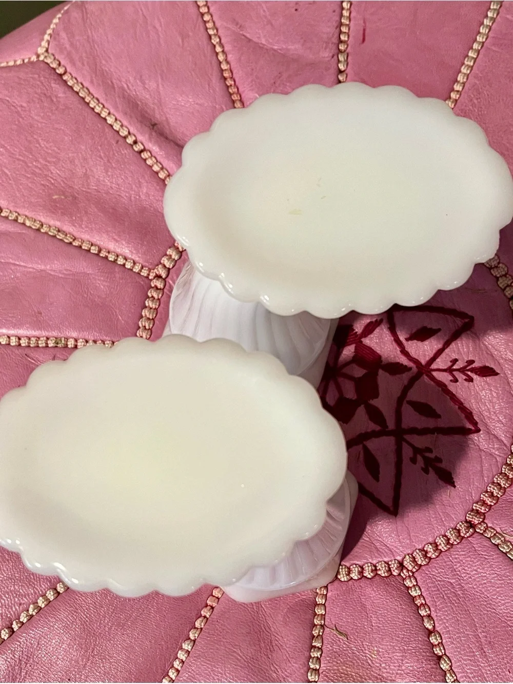Vintage MCM White Milk Glass Cornucopia Vases - Pair of 2